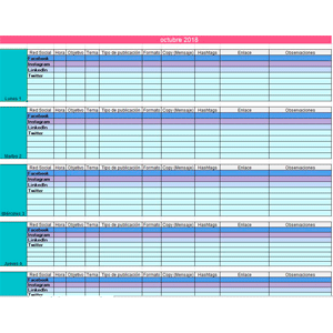 Excel Calendario Editorial para Redes Sociales