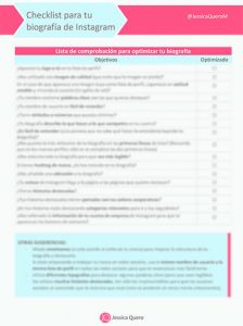Checklist Biografía Instagram